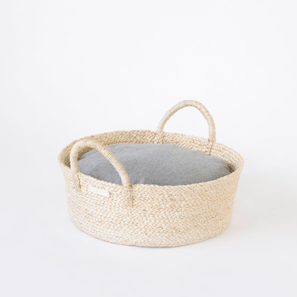 Basket Bed in Gray Flannel