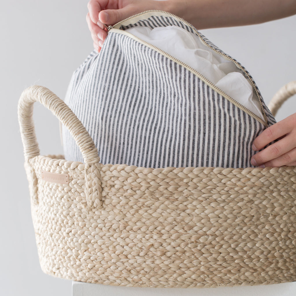 Basket Bed in Gray Stripe